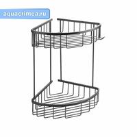 Полочка ГРАФИТ, угловая овальная двойная 22см, из нерж стали GFmark